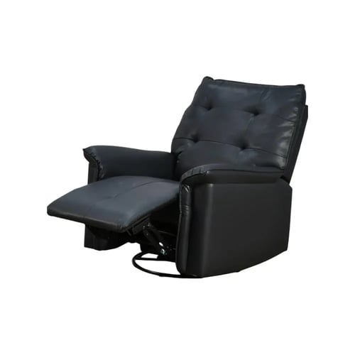 كرسي استرخاء فخم هزار دوار جلد بتصميم عصري أسود