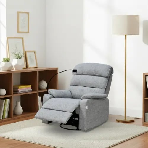 كرسي استرخاء فاخر هزار دوار بحامل جوال رمادي