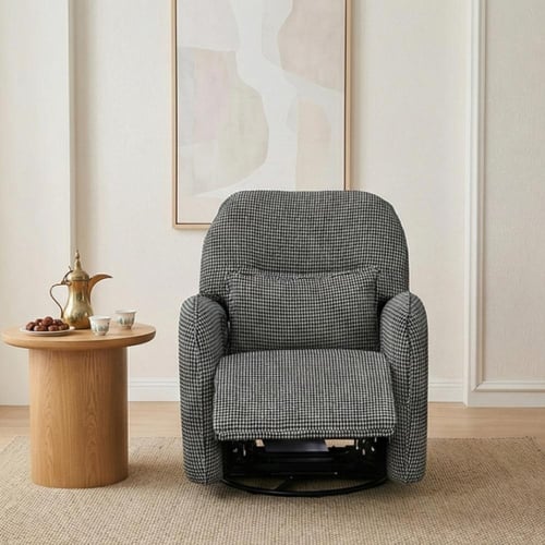 كرسي استرخاء فخم هزاز دوار قماشي مودرن