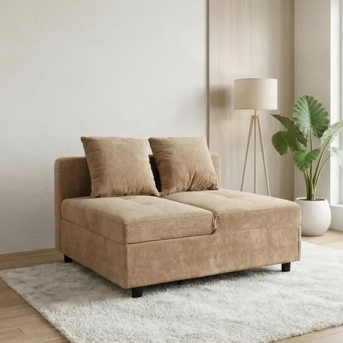 كنب سرير فخم مع تخزين بني