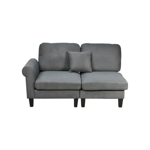 كنبة زاوية مودرن قماش تصميم عصري رمادي غامق