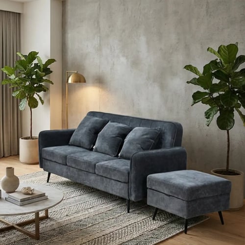 كنبة مودرن 3 مقاعد قماش مع صندوق تخزين