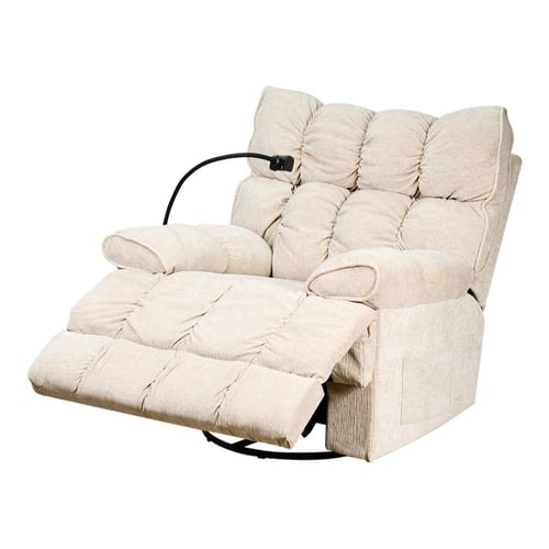 كرسي استرخاء فخم هزاز دوار بحامل جوال بيج