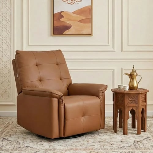 كرسي استرخاء فخم هزار دوار جلد بتصميم عصري جملي