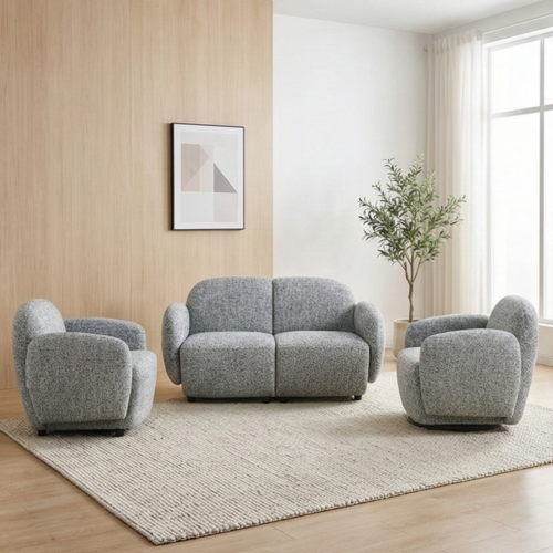 طقم كنب 2 مقعد فاخر مع كرسيين دوار وثابت رمادي