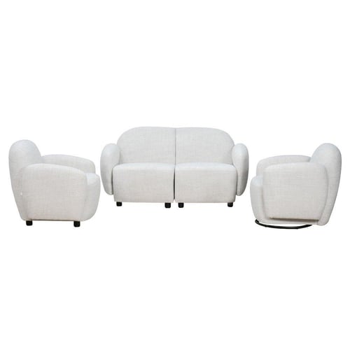 طقم كنب 2 مقعد فاخر مع كرسيين دوار وثابت أوف وايت