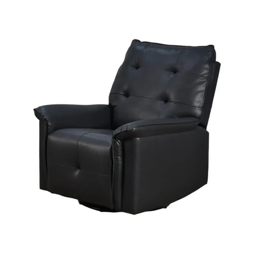 كرسي استرخاء فخم هزار دوار جلد بتصميم عصري أسود