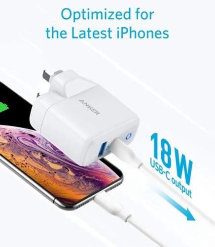 شاحن جداري انكر باور بورت بقوة 35 واط بمنفذين USB-...