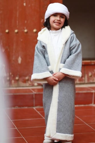 فروة أطفال شتويه رمادي-متجر فرح