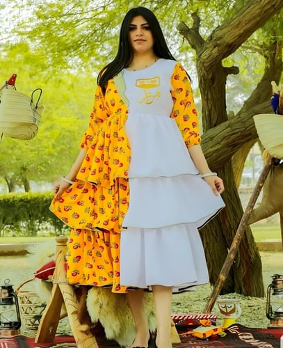 فستان رمضان نسائي برتقالي