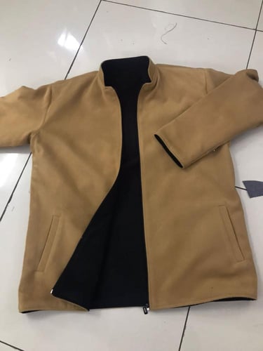 جاكيت شتوي دبل فيس لون أسود مع جملي-متجر فرح