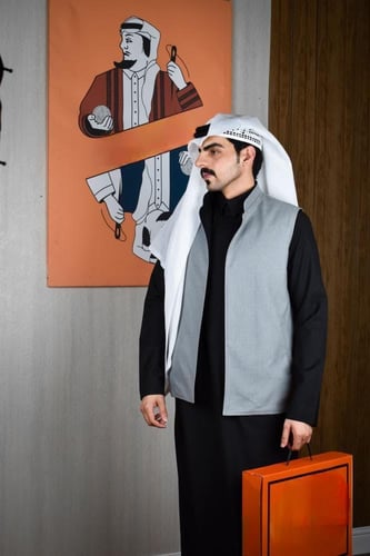 سديري شتوي رصاصي مع أسود-متجر فرح