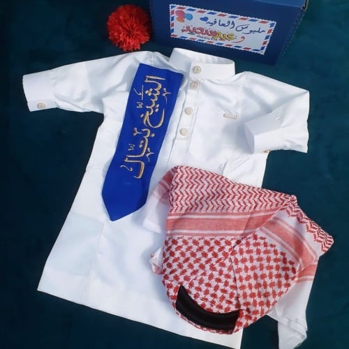 ثوب أطفال_وشاح أزرق