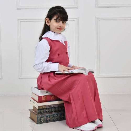 مريول وردي أبتدائي بقصة رسمية