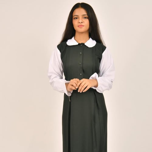 مريول زيتي متوسط قطعة واحدة مع جيب مخفي