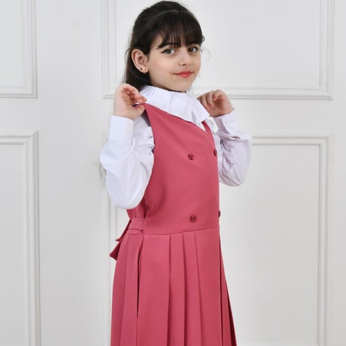 مريول وردي أبتدائي بقصة رسمية