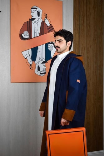 فروه شتوية لون كحلي مع جملي-متجر فرح