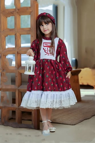 فستان شالكي رمضاني عنابي-متجر فرح