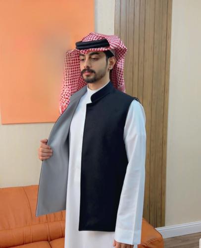 سديري شتوي دبل فيس وجهين لون أسود مع رصاصي فاتح-مت...