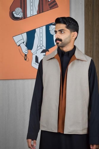 سديري شتوي ياقة قلاب ترابي مع جملي-متجر فرح