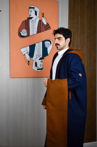 فروه شتوية لون كحلي مع جملي-متجر فرح