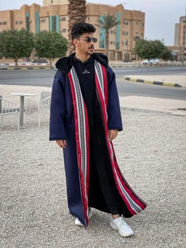 فروه كحلي شتوي بأطراف سدو-متجر فرح