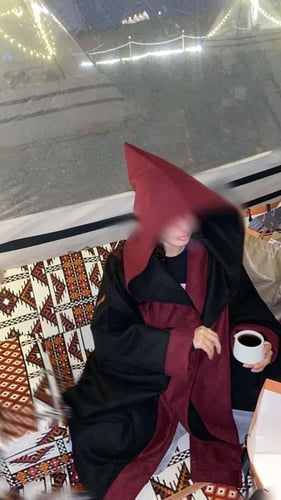 مشلح نسائي شتوي لون أسود مع عنابي-متجر فرح