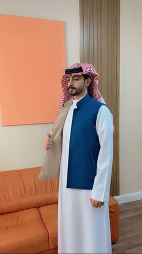 سديري شتوي دبل فيس وجهين لون كحلي مع بيج-متجر فرح