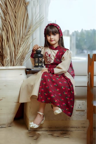 جلابية بيج بتصميم رمضاني فخم-متجر فرح