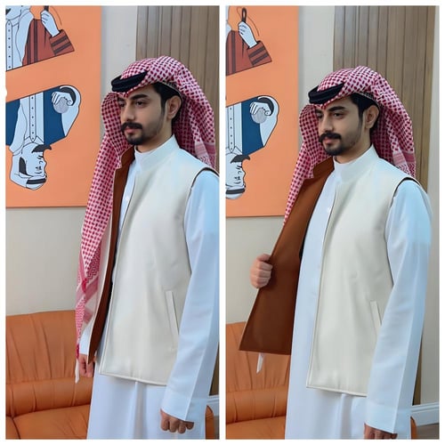 سديري شتوي دبل فيس وجهين لون أبيض مع جملي-متجر فرح