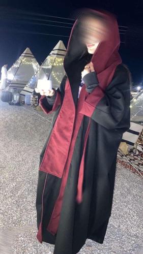 مشلح نسائي شتوي لون أسود مع عنابي-متجر فرح