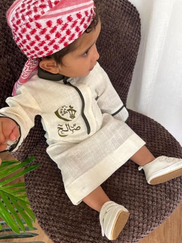 ثوب أطفال رمضاني تطريز بالون الأسود-متجر فرح