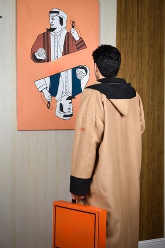 فروه شتوية لون بيج مع أسود-متجر فرح