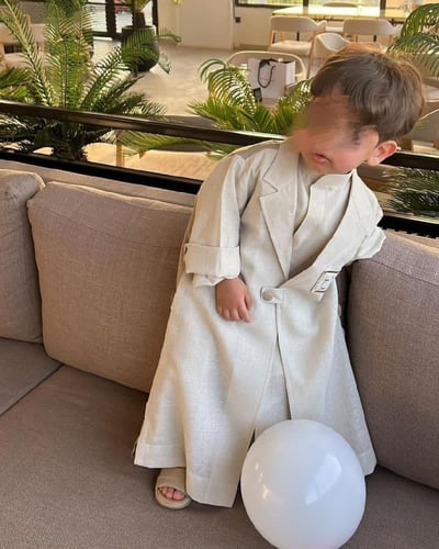 طقم دقلة الخيال مع الثوب للعيد لون بيج-متجر فرح