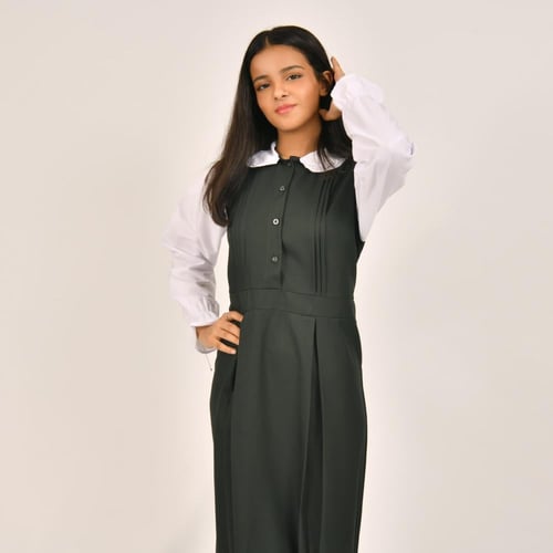 مريول زيتي متوسط قطعة واحدة مع جيب مخفي