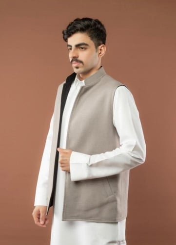 سديري شتوي دبل فيس وجهين أسود مع رمادي-متجر فرح