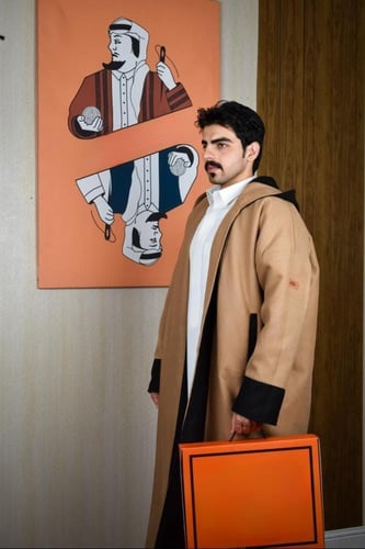 فروه شتوية لون بيج مع أسود-متجر فرح