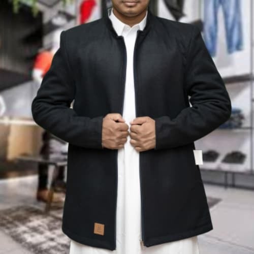 جاكيت شتوي دبل فيس لون رمادي مع أسود-متجر فرح