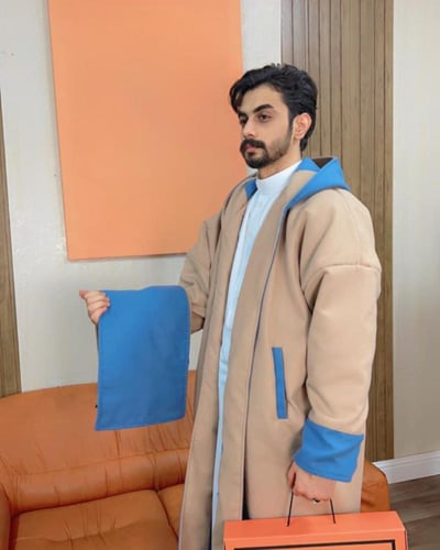 فروات شتوية رجالي تو فيس سماوي مع بيج-متجر فرح