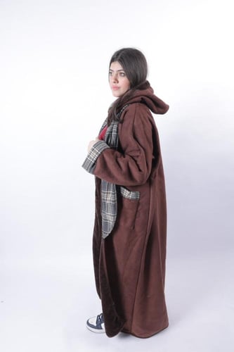 فروه شتوية بني مبطنة بفرو-متجر فرح