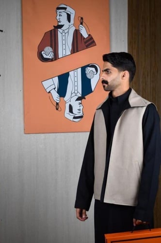 سديري شتوي ياقة قلاب ترابي مع اسود-متجر فرح