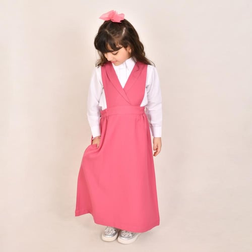 مريول ابتدائي وردي شيال بقصة رسمية وزم مطاطي من ال...