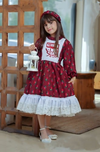 فستان شالكي رمضاني عنابي-متجر فرح