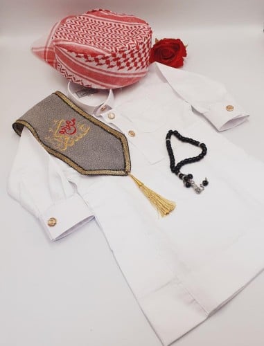 ثوب العيد ولادي مع وشاح بيج