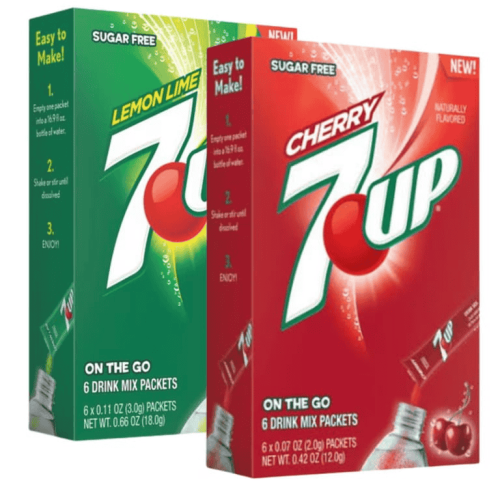 7UP Singles To Go Drink Mix, Zero Sugar Low Calorie, and Non-Carbonated Flavored Powdered Beverages Easy and Convenien