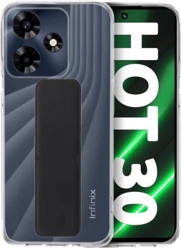 غطاء جوال شفاف من السيليكون مع مسكة عريضة وستاند أ...