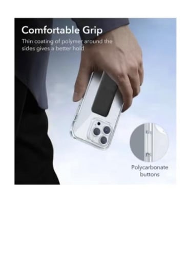 غطاء جوال شفاف من السيليكون مع مسكة عريضة وستاند أ...