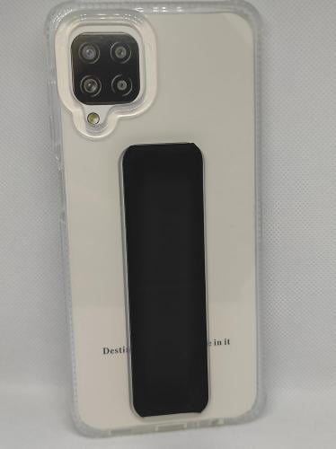 غطاء جوال شفاف من السيليكون مع مسكة عريضة وستاند أ...