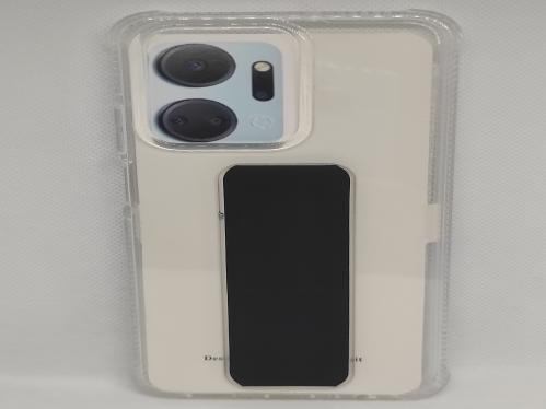 غطاء جوال شفاف من السيليكون مع مسكة عريضة وستاند أ...