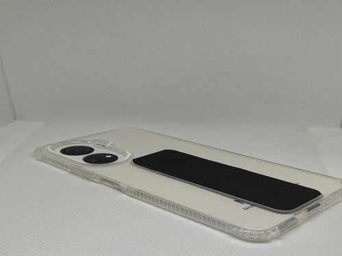 غطاء جوال شفاف من السيليكون مع مسكة عريضة وستاند أ...